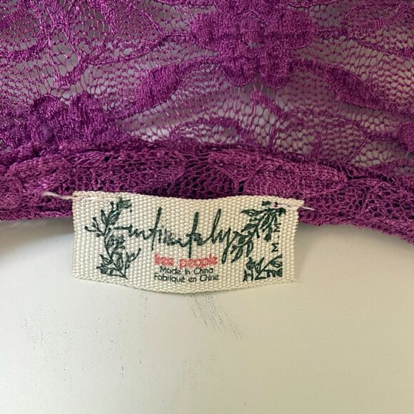 Free People Intimately Keep It Simple Lace Baby Tee in Magenta - Picture 7 of 7